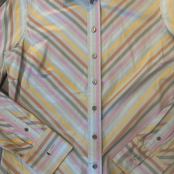 Vintage Striped Sigrid Olsen Silk and Cotton Multicolored Button-down Blouse M - Picture 2 of 7